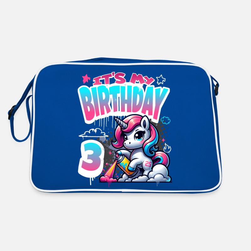 3. Geburtstag Einhorn Graffiti Mädchen Retro Tasche