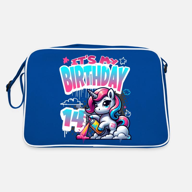 14. Geburtstag Einhorn Graffiti Mädchen Retro Tasche