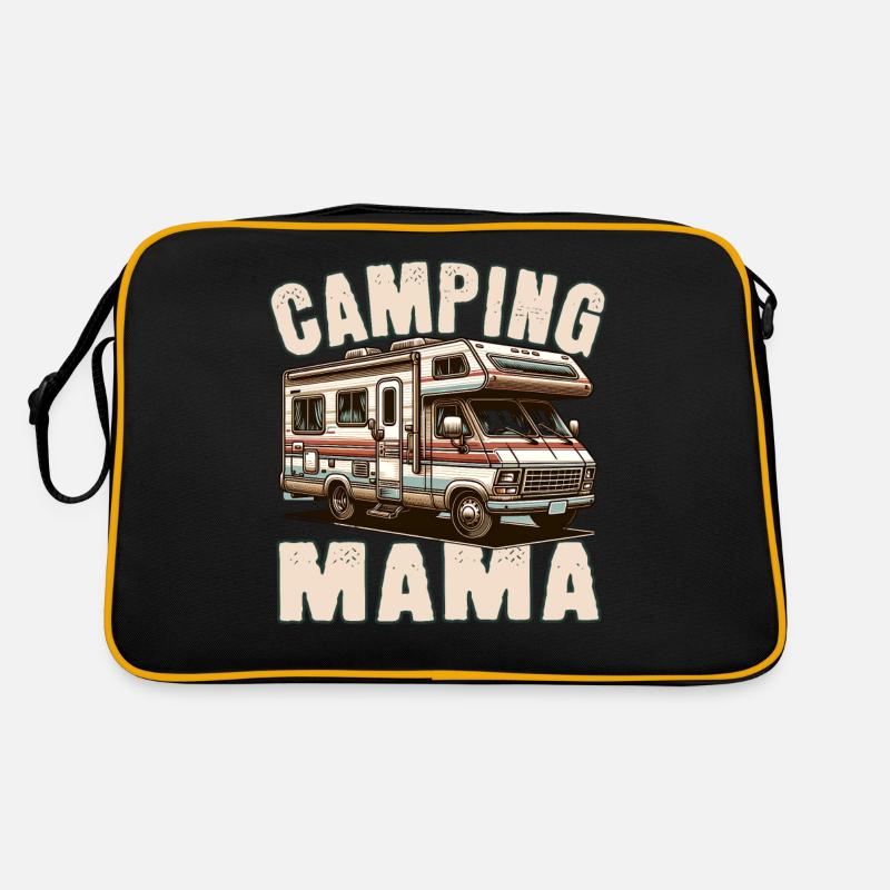 Camping Mama - Retro Tasche - Schwarz/Gold