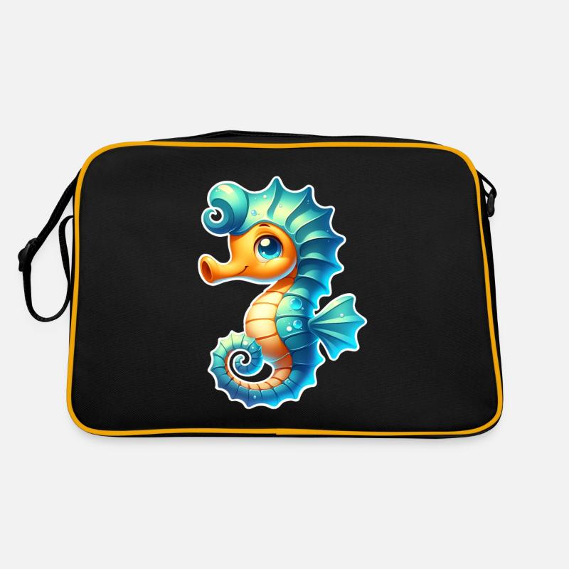 Seepferd Seepferdchen - Retro Tasche - Schwarz/Gold