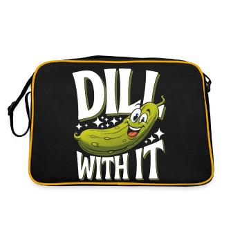 Gurke Essiggurke Gewürzgurke Essen Dill - Retro Tasche - Schwarz/Gold - Hinten