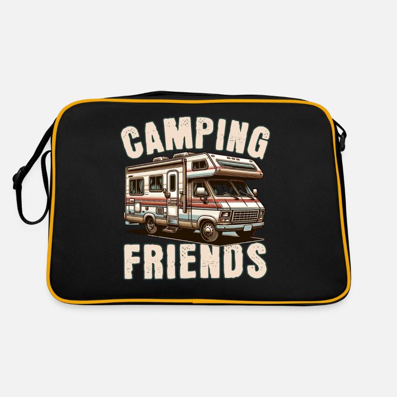 Camping - Retro Tasche - Schwarz/Gold