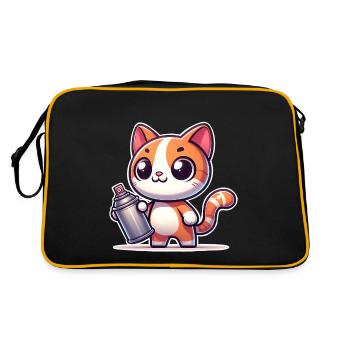 Cat Graffiti - Retro Bag - black/gold - Back