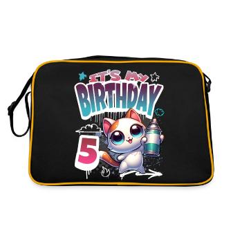 5th Birthday Cat Graffiti - Retro Bag - black/gold - Back