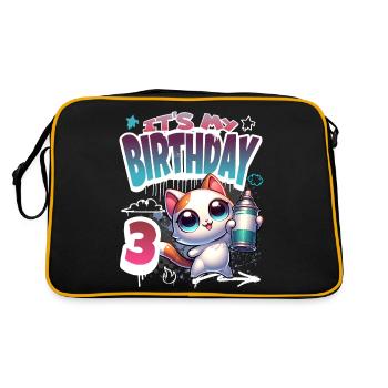 3rd Birthday Cat Graffiti - Retro Bag - black/gold - Back