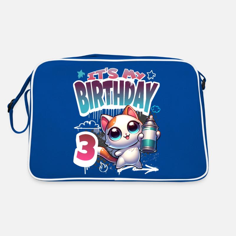 3rd Birthday Cat Graffiti Retro Bag