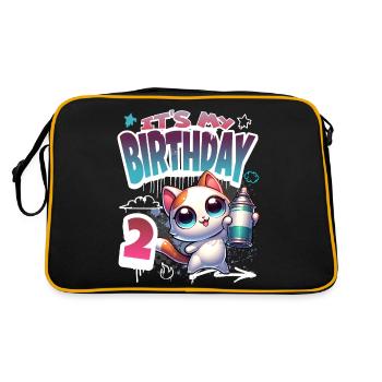 2ème anniversaire chat graffiti - Sac Retro - noir/or - Dos