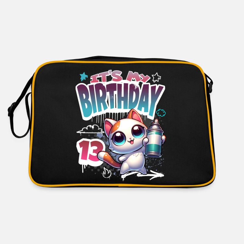Graffiti de chat de 13e anniversaire Sac Retro