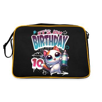 10th Birthday Cat Graffiti - Retro Bag - black/gold - Back