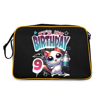 9th Birthday Cat Graffiti - Retro Bag - black/gold - Back