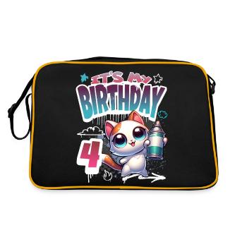 4th Birthday Cat Graffiti - Retro Bag - black/gold - Back