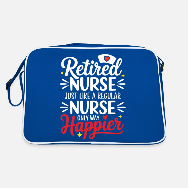 Pensionierte Krankenschwester wie eine normale Krankenschwester, nur glücklicher Retro Tasche