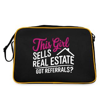 Dieses Mädchen verkauft Immobilienmaklerin Verkäuferin und sagt - Retro Tasche - Schwarz/Gold - Hinten