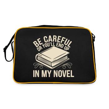 Sei vorsichtig, sonst landest du in meinem Romanautor - Retro Tasche - Schwarz/Gold - Hinten