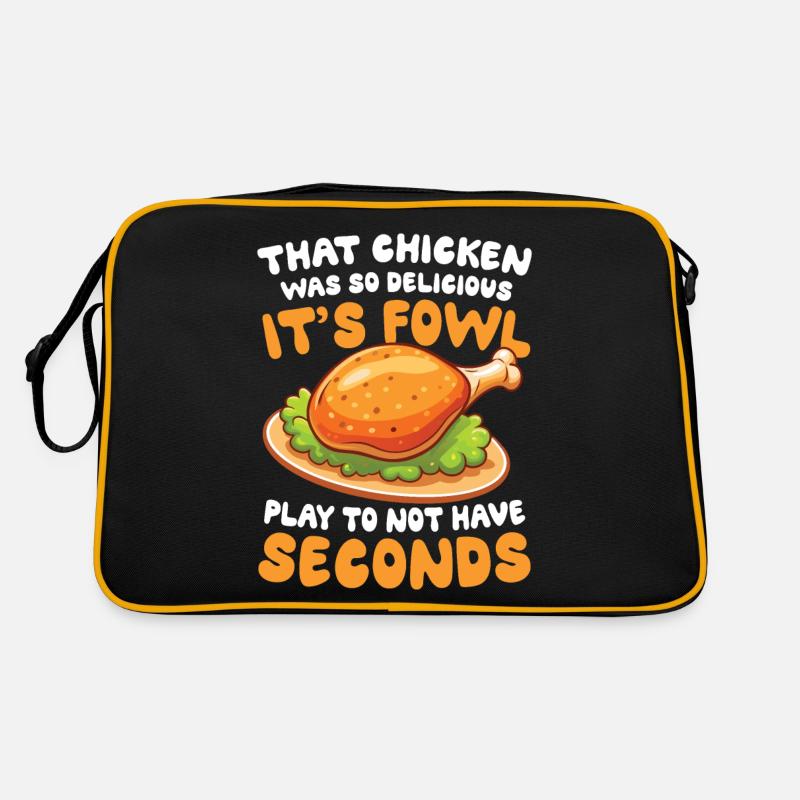 That Chicken Was So Delicious für einen Chicken - Retro Tasche - Schwarz/Gold