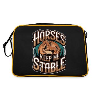 Les chevaux me gardent stable Équitation - Sac Retro - noir/or - Dos