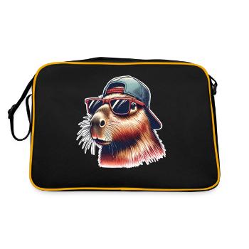 Capybara - Retro Tasche - Schwarz/Gold - Hinten