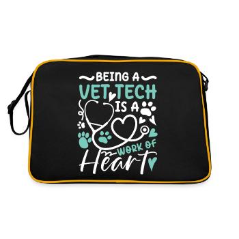 Being a Vet Tech Is A Work Of Heart - Retro Tasche - Schwarz/Gold - Hinten