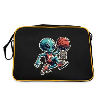 Basketball Dunking Alien - Retro Tasche - Schwarz/Gold - Hinten