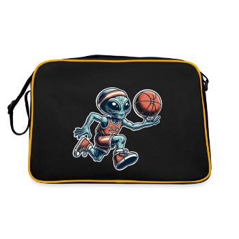 Alien Basketball Dunking - Retro Tasche - Schwarz/Gold - Hinten
