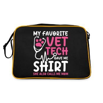 My Favorite Vet Tech Gave Me Motiv Mom - Retro Tasche - Schwarz/Gold - Hinten