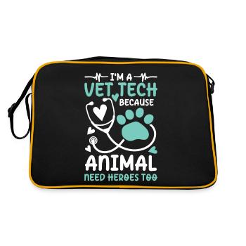 I'm a Vet Tech Because Animals Need Heroes Too - Retro Tasche - Schwarz/Gold - Hinten