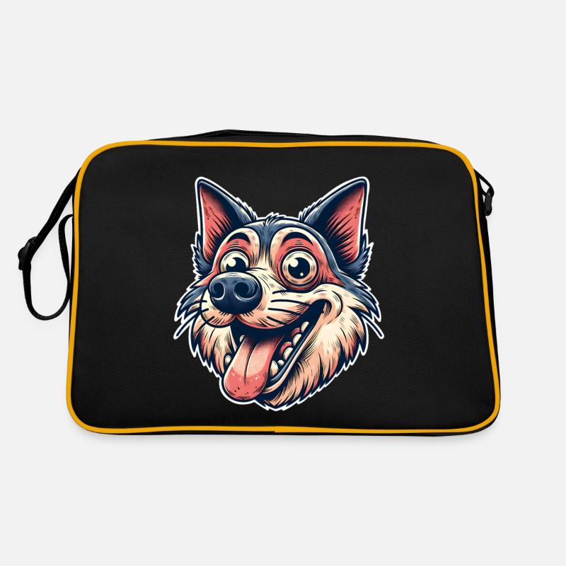 Hund - Retro Tasche - Schwarz/Gold