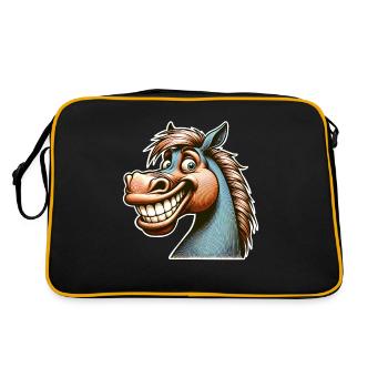 Horse Grin Funny - Retro Bag - black/gold - Back