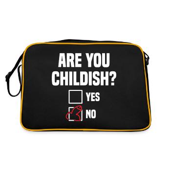 Bist du kindisch? Ja Nein Lustiger Humor für Erwachsene - Retro Tasche - Schwarz/Gold - Hinten