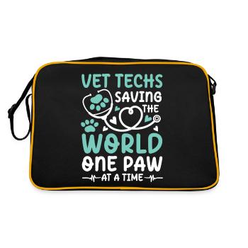 Vet Techs Saving The World One Paw At A Time - Retro Tasche - Schwarz/Gold - Hinten