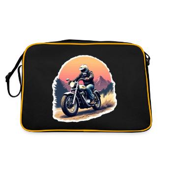 Motorrad. Biker im Retrolook. - Retro Tasche - Schwarz/Gold - Hinten