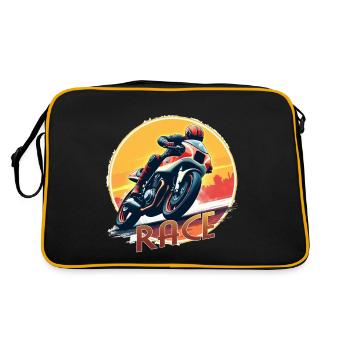 Motorcycle. Bikers in retro look. Run. - Retro Bag - black/gold - Back