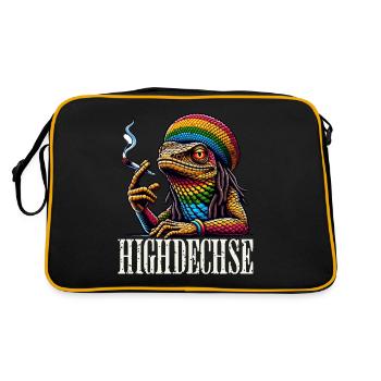 Haut lézard - Sac Retro - noir/or - Dos