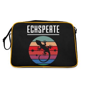 Echsperte Echspertin Lustiger Wortwitz Reptilien - Retro Tasche - Schwarz/Gold - Hinten