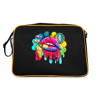 Disco Ball & Rainbow Lips Mouth Graphic Design - Retro Bag - black/gold - Back