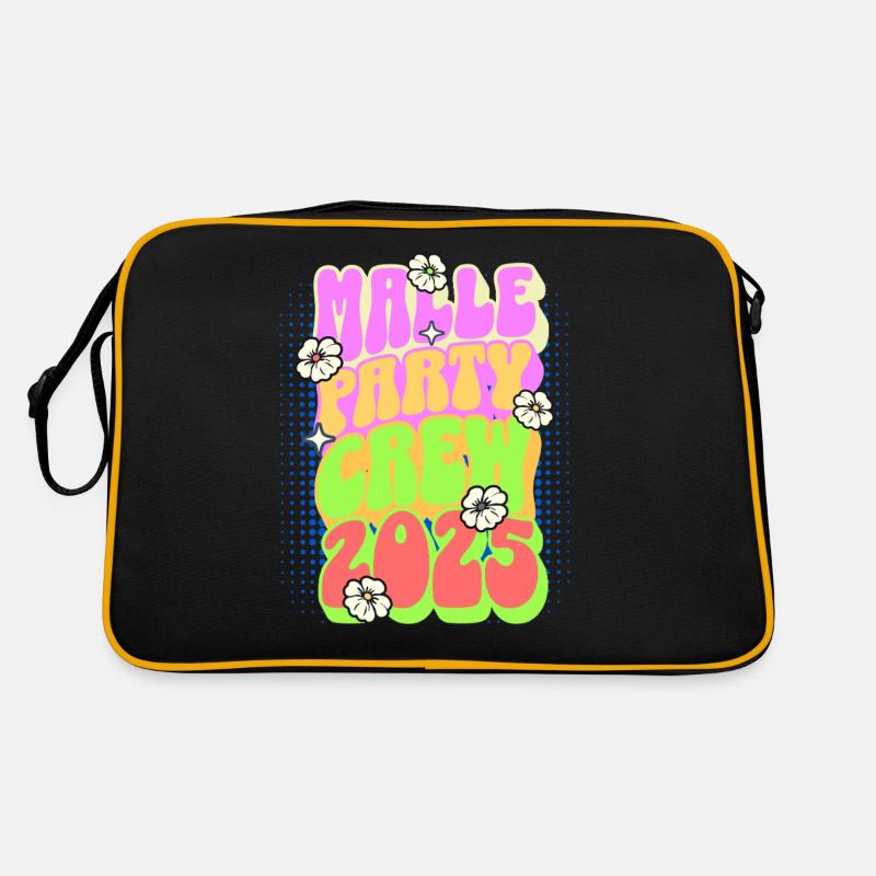 Malle 2025 Mallorca Party Crew - Retro Tasche - Schwarz/Gold