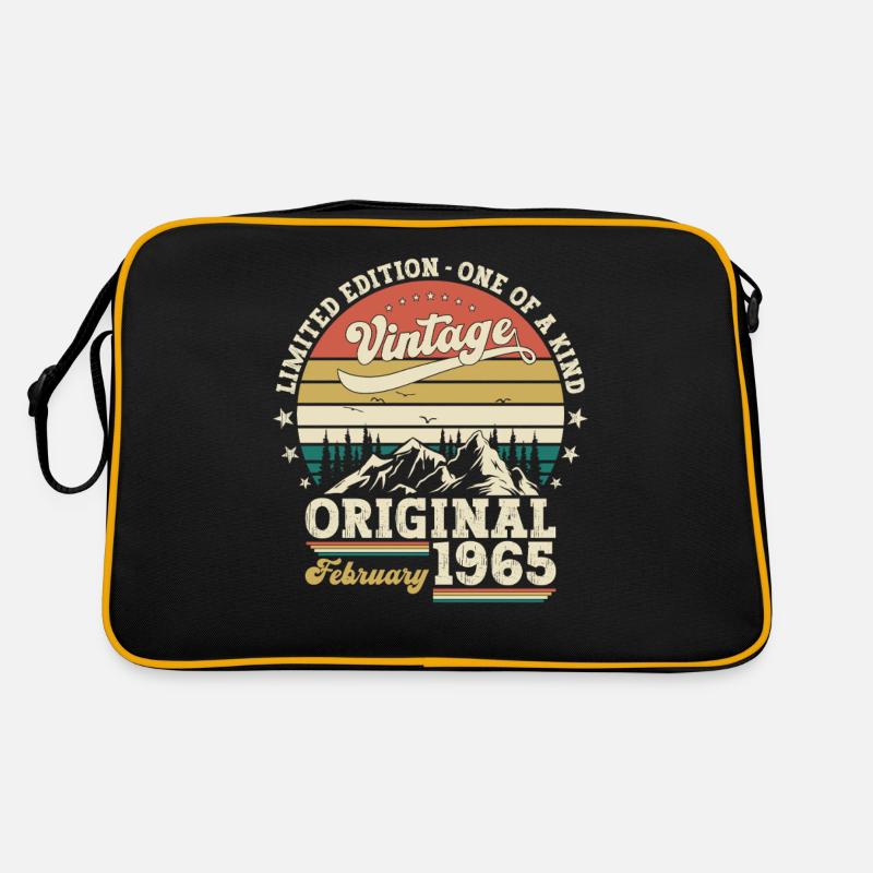 60. Geburtstag Geschenk Mann Original Februar 1965 - Retro Tasche - Schwarz/Gold