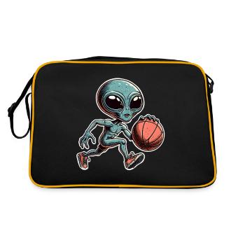 Alien Basketball Dunking - Retro Tasche - Schwarz/Gold - Hinten