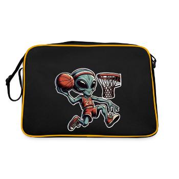 Alien Basketball Dunking - Retro Tasche - Schwarz/Gold - Hinten