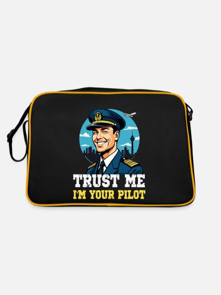 Trust Me I'm Your Pilot - Retro Tasche - Schwarz/Gold - Hinten