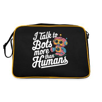 Ich spreche mehr mit Bots als mit Menschen - Retro Tasche - Schwarz/Gold - Hinten
