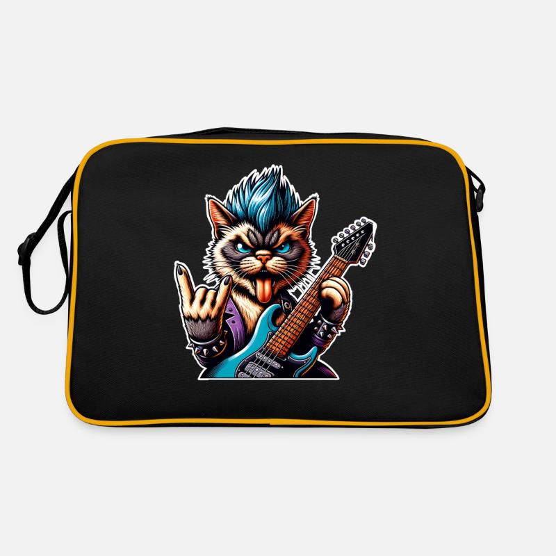 Katze Rock and Roll Gitarrist Retro Tasche