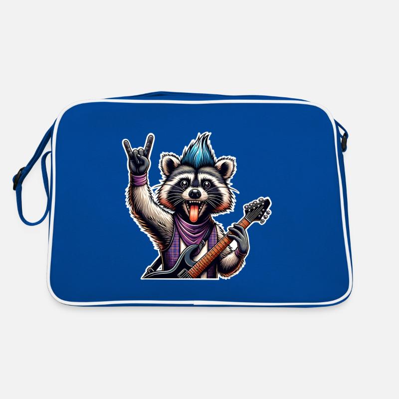 Waschbär Rock and Roll Gitarrist Retro Tasche