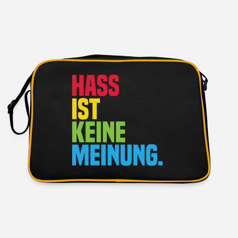 Hass ist keine Meinung Statement gegen rechts - Retro Tasche - Schwarz/Gold