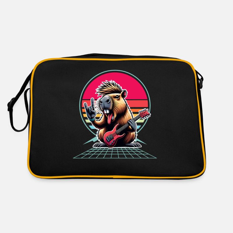 Capybara Rock and Roll Guitarist - Retro Bag - black/gold
