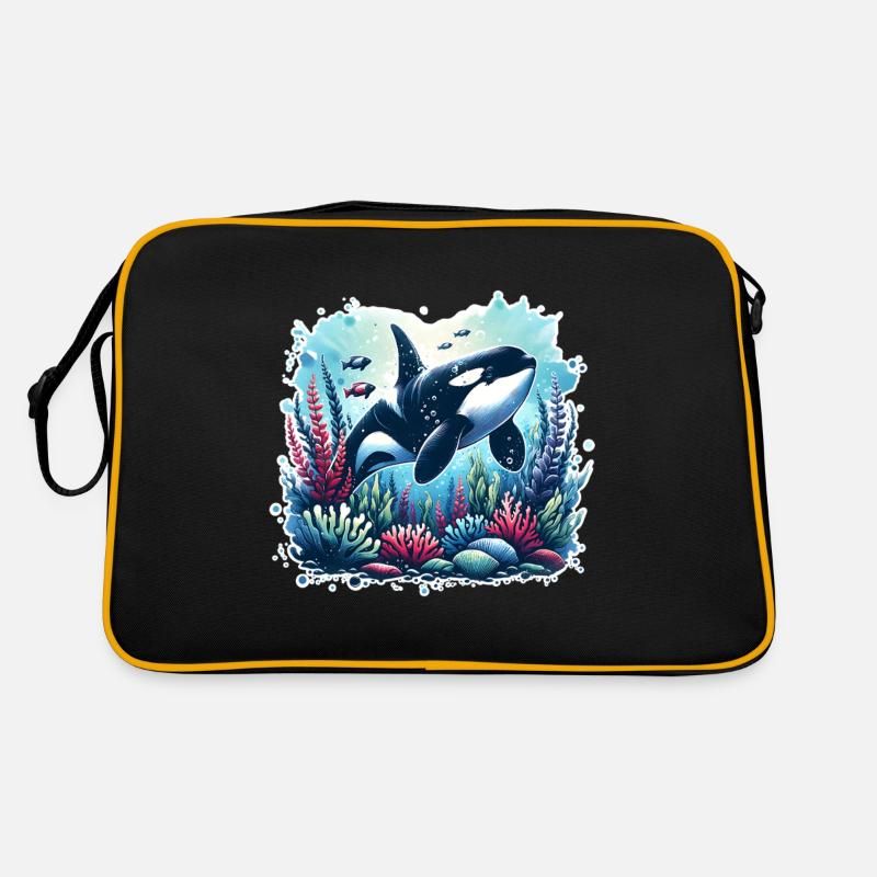 Orca Schwertwal - Retro Tasche - Schwarz/Gold