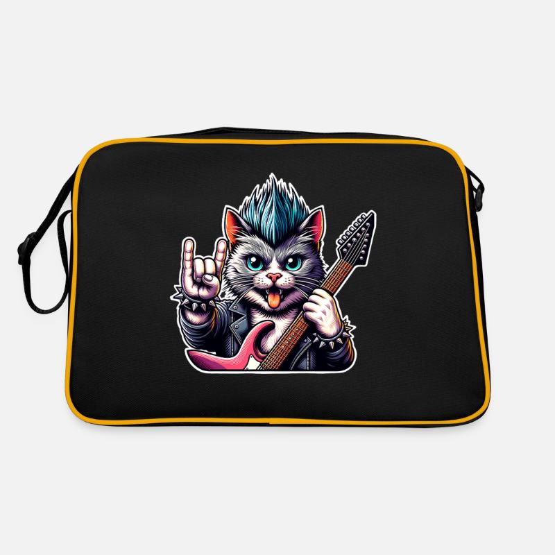 Katze Rock and Roll Gitarrist Retro Tasche