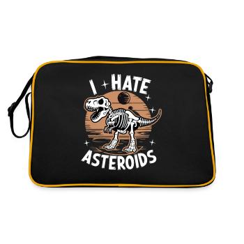 I Hate Asteroids Funny Dinosaur Lovers Saying - Retro Tasche - Schwarz/Gold - Hinten