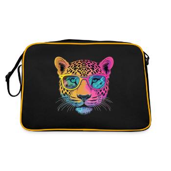 Cheetah Mit Sonnenbrille Hipster Stil - Retro Tasche - Schwarz/Gold - Hinten