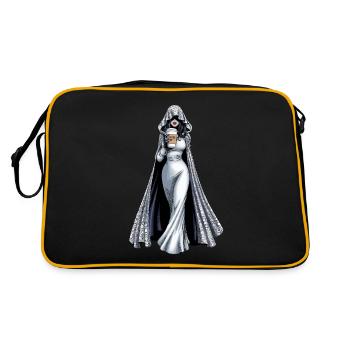 Geisterhafte Frau Mit Kaffee Inspiration - Retro Tasche - Schwarz/Gold - Hinten